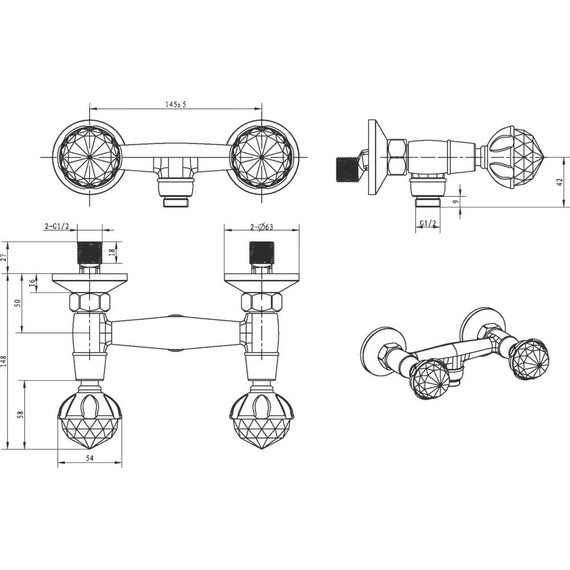 Смеситель для душа Boheme Brillante Presente 354, chrome фото 2