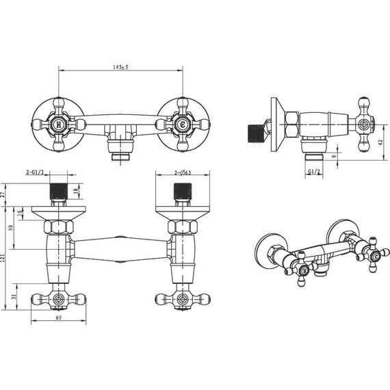 Смеситель для душа Boheme Medici Presente 314, бронза фото 2