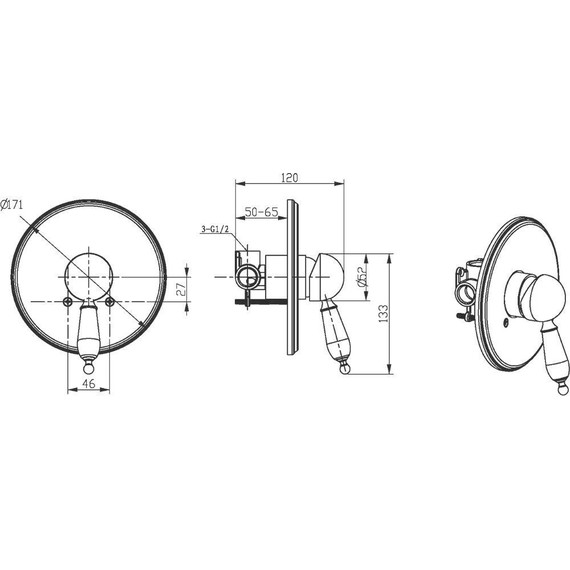 Смеситель для душа Boheme Tradizionale 255 (со скрытой частью) золото фото 2