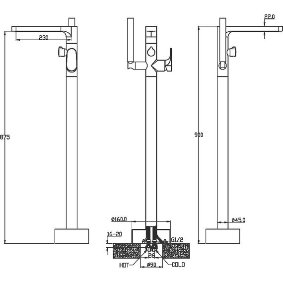Смеситель для ванны напольный Boheme Spectre 459-BR, бронза, Цвет производителя: бронза фото 3