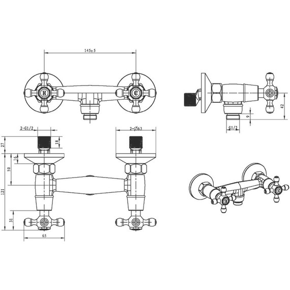 Смеситель для душа Boheme Tradizionale 294, золото фото 2
