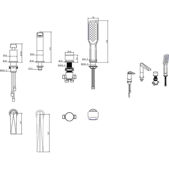 Смеситель для ванны Boheme Venturo 380-W, white gold, Цвет производителя: white gold фото 2