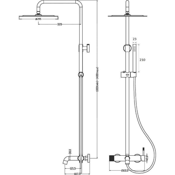 Душевая стойка Boheme Uno 468-SGM, shine gun metal, Цвет производителя: shine gun metal фото 2