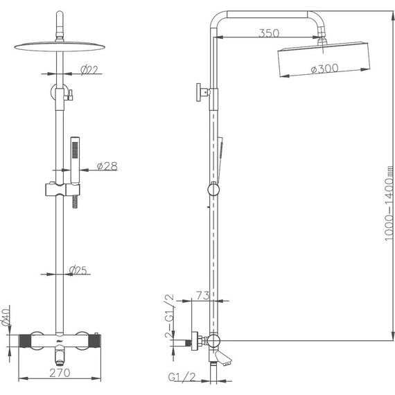 Душевая стойка с термостатом Boheme Uno 468-T-G, золото, Цвет производителя: золото фото 2