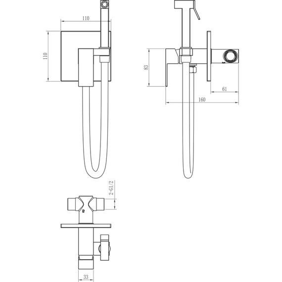 Набор для гигиенического душа Boheme Qubic 477-MG, matt gold, Цвет производителя: matt gold фото 2