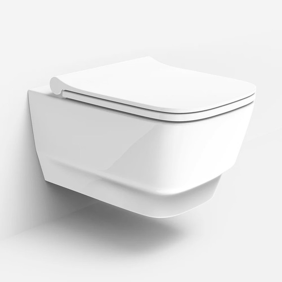 Унитаз подвесной безободковый Boheme Bello 971-W с тонкой крышкой микролифт, белый глянцевый, Цвет производителя: белый глянцевый фото 2