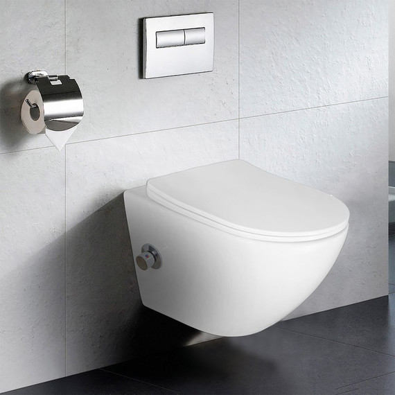 Унитаз-биде подвесной безободковый Azario Allegro AZ-3105B с тонкой крышкой микролифт фото 13