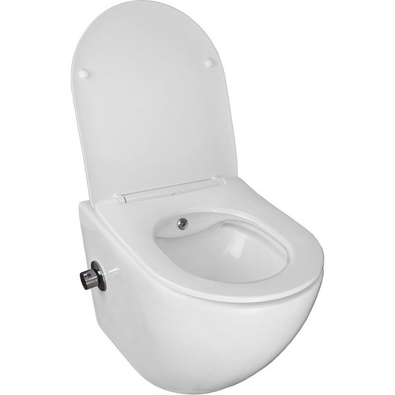 Унитаз-биде подвесной безободковый Azario Allegro AZ-3105B с тонкой крышкой микролифт фото 2