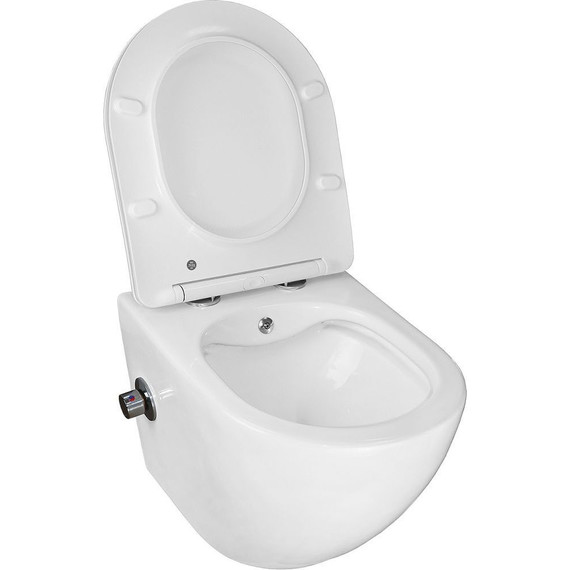 Унитаз-биде подвесной безободковый Azario Allegro AZ-3105B с тонкой крышкой микролифт фото 3