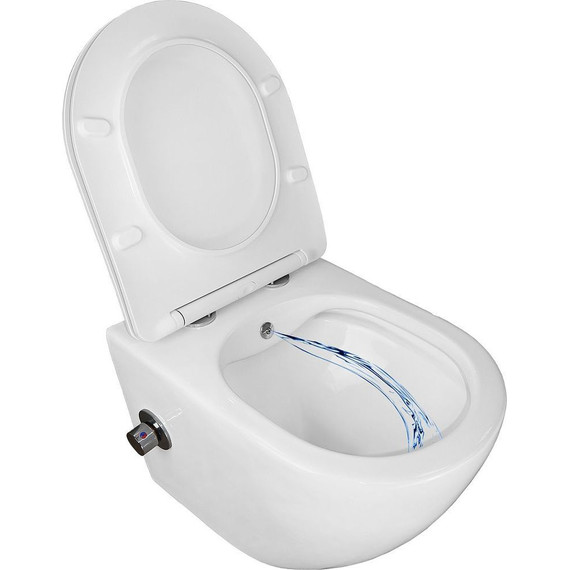 Унитаз-биде подвесной безободковый Azario Allegro AZ-3105B с тонкой крышкой микролифт фото 4