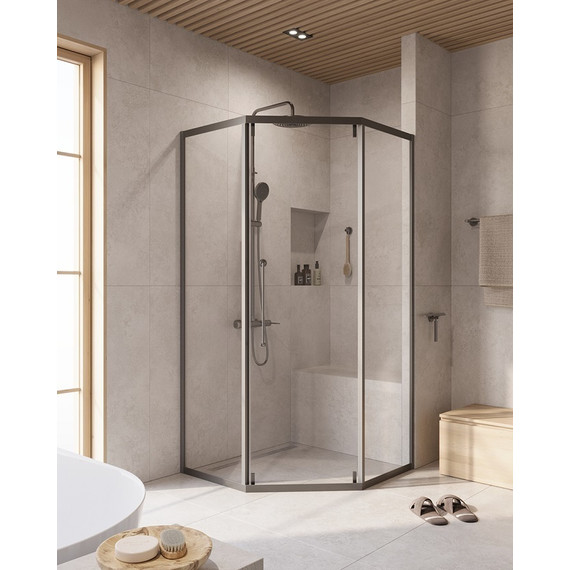 Душевое ограждение 100x100 см Cezares Relax-304-P-1-100-C-GM, оружейная сталь/прозрачное фото 
