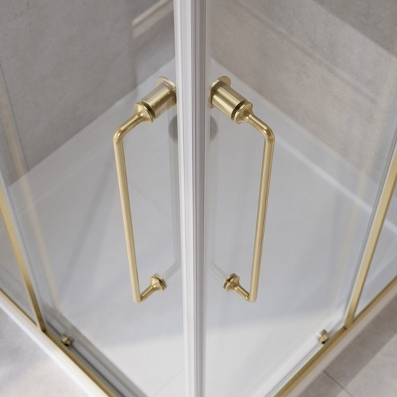 Душевое ограждение 100x100 см Cezares Relax-304-A-2-100-C-BORO, золото/прозрачное фото 4