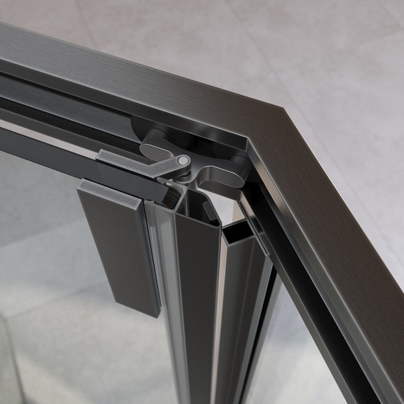 Душевое ограждение 100x100 см Cezares Relax-304-P-1-100-C-GM, оружейная сталь/прозрачное фото 2