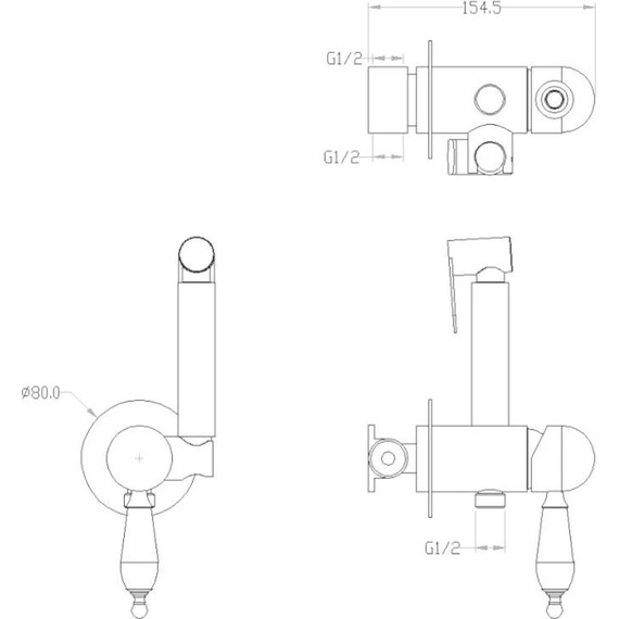 Набор для гигиенического душа Boheme Imperiale 435 (со скрытой частью) золото - 2 Набор для гигиенического душа Boheme Imperiale 435 (со скрытой частью) золото фото 2