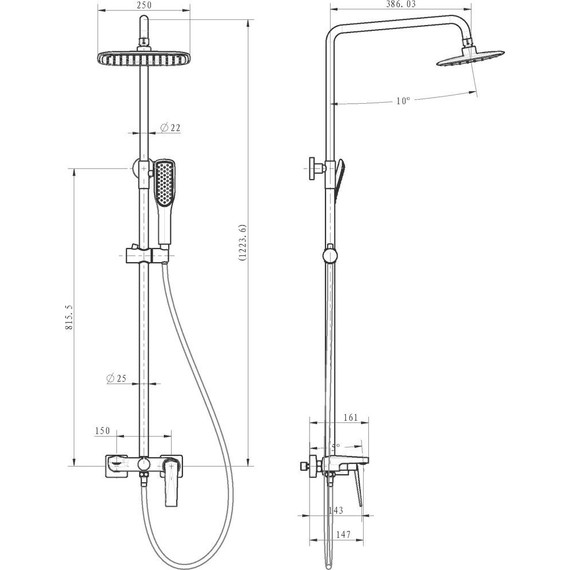 Душевая стойка Boheme Venturo 388-B, чёрный/золото, Цвет производителя: чёрный, золото фото 4