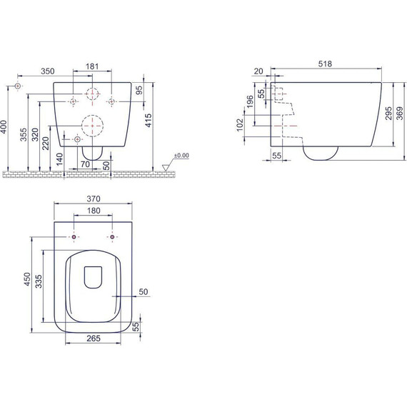 Унитаз подвесной безободковый Boheme Zen 967-B с тонкой крышкой микролифт, чёрный матовый, Цвет производителя: чёрный матовый фото 3