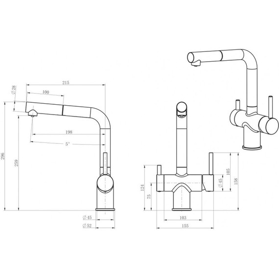 Смеситель для кухни Emar ЕС - 7026, чёрный, Цвет производителя: чёрный фото 2