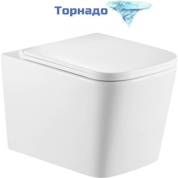 Унитаз подвесной безободковый Тритон Verso 3032 с крышкой микролифт (система смыва торнадо) фото 