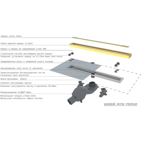 Трап Boheme Premium Trendy 80 см 983-80-G, золото, Цвет производителя: золото фото 5