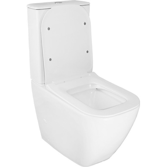 Унитаз-компакт безободковый Azario Mirada S AZ-1288A с тонкой крышкой микролифт, Цвет производителя: белый фото 2