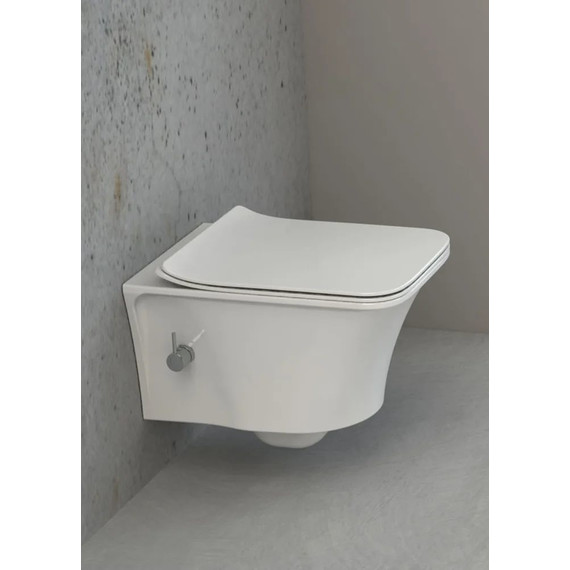 Унитаз-биде подвесной безободковый Boheme Mirage 965-2, белый глянцевый фото 2