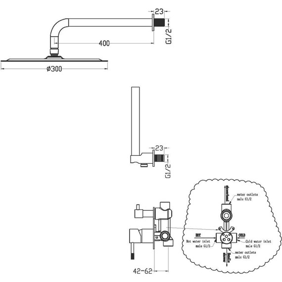 Душевая система для душа Boheme Uno 464-MG (со скрытой частью) matt gold, Цвет производителя: matt gold - 2 Душевая система для душа Boheme Uno 464-MG (со скрытой частью) matt gold, Цвет производителя: matt gold фото 2