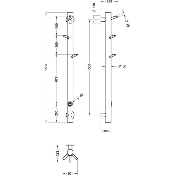 Полотенцесушитель электрический Boheme Uno П1 1300x200 мм 724-SGM, shine gun metal, Цвет производителя: shine gun metal фото 3