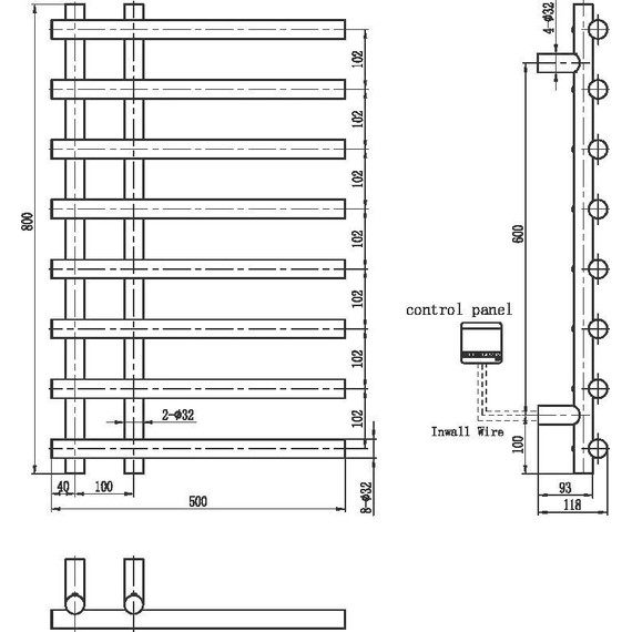 Полотенцесушитель электрический Boheme Venturo П8 100x800 мм 722-MW, белый, Цвет производителя: белый фото 2