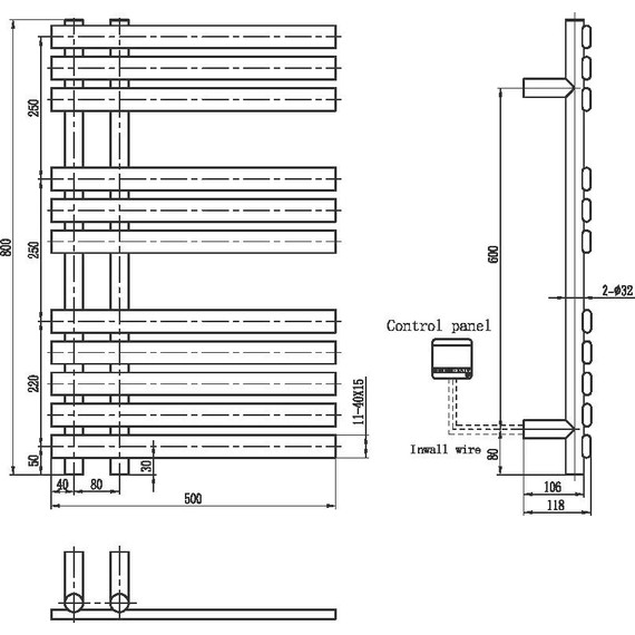 Полотенцесушитель электрический Boheme Venturo П11 80x800 мм 723-G, gold, Цвет производителя: gold фото 2