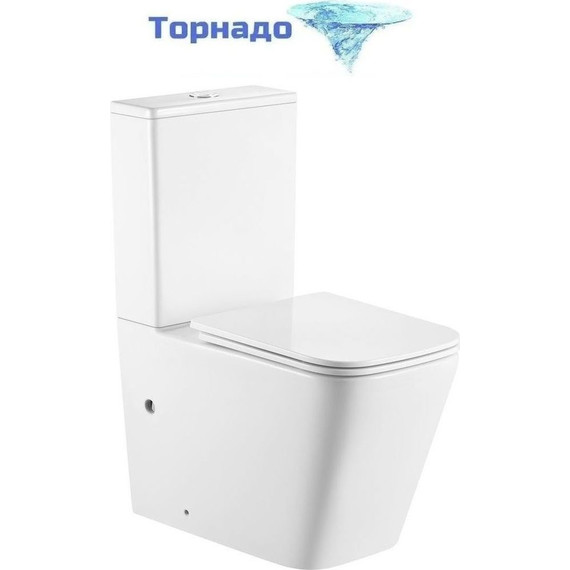 Унитаз-компакт безободковый Тритон Corso CO-3006 с тонкой крышкой микролифт (система смыва торнадо) фото 