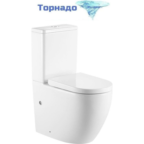 Унитаз-компакт безободковый Тритон Corso CO-3806 с крышкой микролифт (система смыва торнадо) фото 