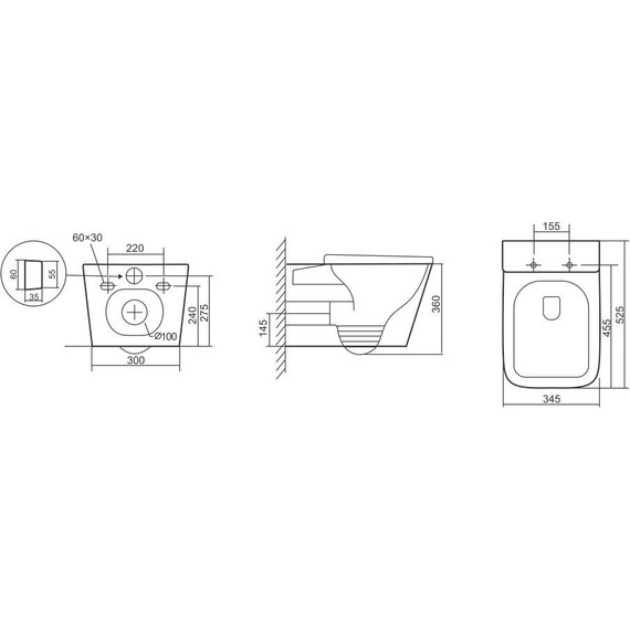 Унитаз подвесной безободковый Тритон Verso 3032 с крышкой микролифт (система смыва торнадо) фото 13