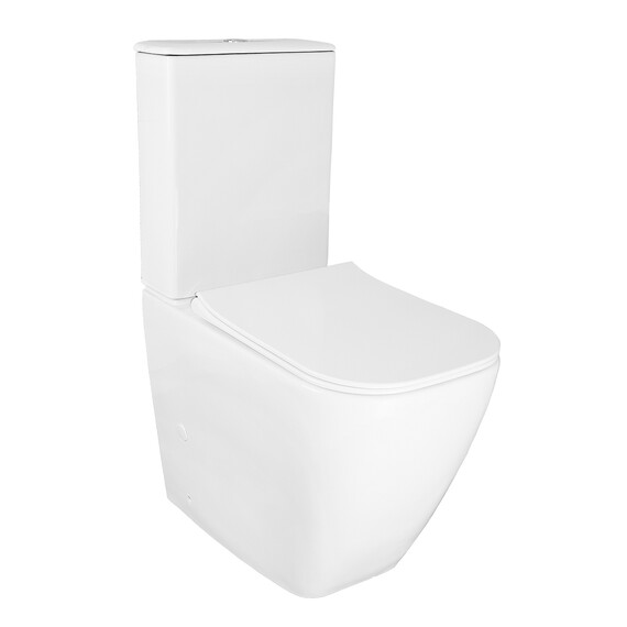 Унитаз-компакт безободковый Azario Mirada S AZ-1288A с тонкой крышкой микролифт, Цвет производителя: белый фото 