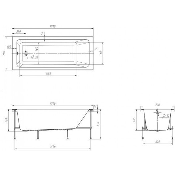 Ванна акриловая Roca Leon 170х70 см 7.2486.5.800.0, Размер - мм: 1700х700 фото 7
