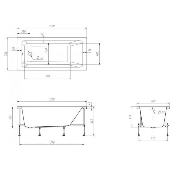 Ванна акриловая Roca Leon 150х70 см 7.2486.5.900.0, Размер - мм: 1500х700 фото 9