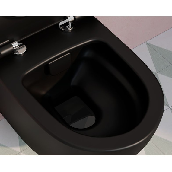 Унитаз подвесной безободковый Vitra Sento 7748B083-0101, чёрный матовый, Цвет производителя: чёрный матовый фото 4