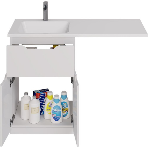 Тумба напольная с раковиной-столешницей Dreja Vega 120 см L 99.0450, белый глянцевый фото 5