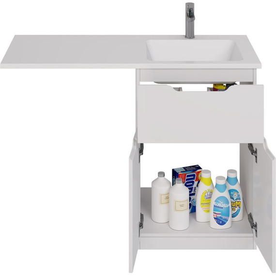 Тумба напольная с раковиной-столешницей Dreja Vega 120 см R 99.0450, белый глянцевый фото 5