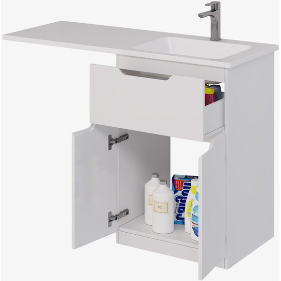 Тумба напольная с раковиной-столешницей Dreja Vega 120 см R 99.0450, белый глянцевый фото 6