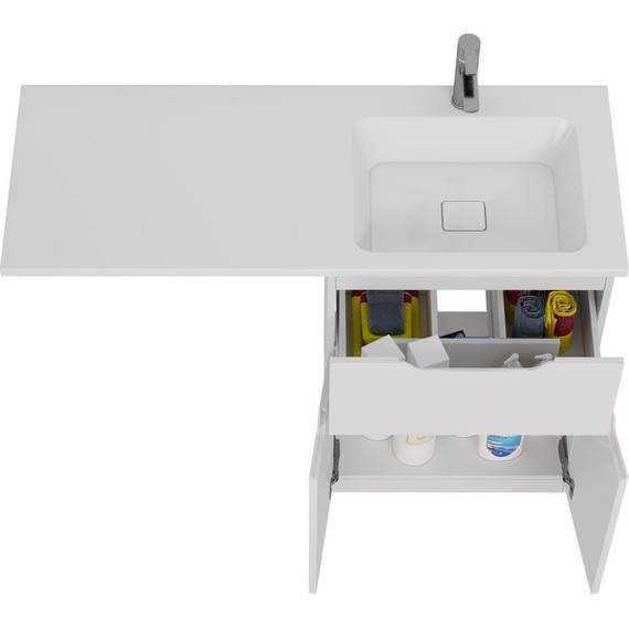 Тумба напольная с раковиной-столешницей Dreja Vega 120 см R 99.0450, белый глянцевый фото 7