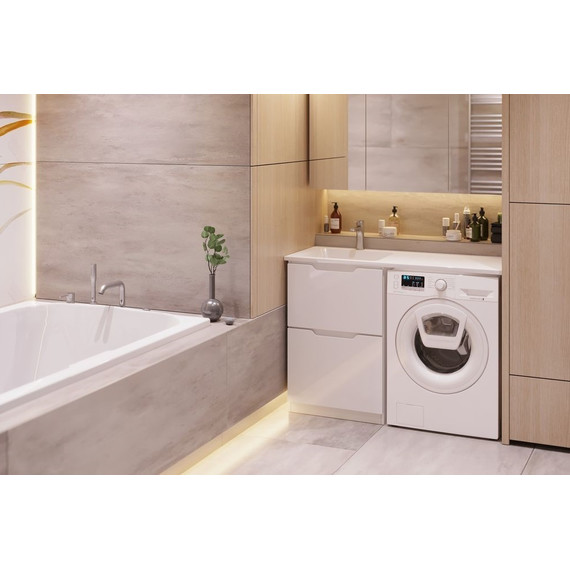 Тумба напольная с раковиной-столешницей Dreja Bona 120 см L 99.0451, белый глянцевый фото 9