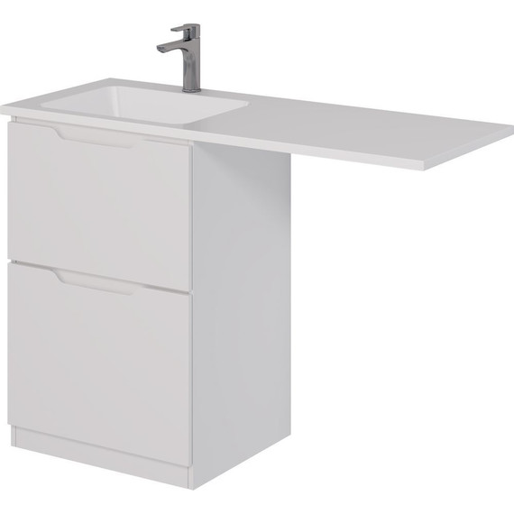 Тумба напольная с раковиной-столешницей Dreja Bona 120 см L 99.0451, белый глянцевый фото 3