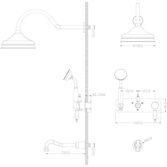 Душевая система для душа Boheme Tradizionale 288 (со скрытой частью) золото фото 2