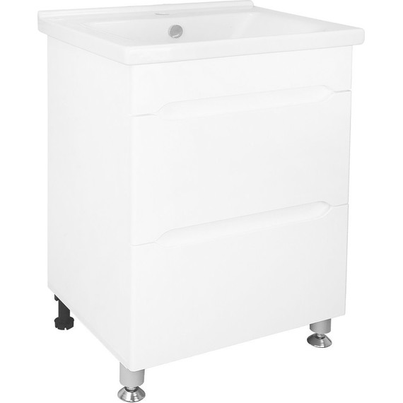 Тумба напольная с раковиной Loranto Арфа 60/2Н см CS00067610 (раковина Миранда 60) белый глянцевый - 2 Тумба напольная с раковиной Loranto Арфа 60/2Н см CS00067610 (раковина Миранда 60) белый глянцевый фото 2