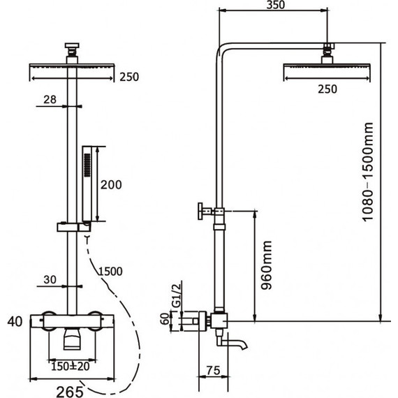 Душевая стойка с термостатом Berges Wasserhaus Kalisto 3S 075024, чёрный матовый фото 9