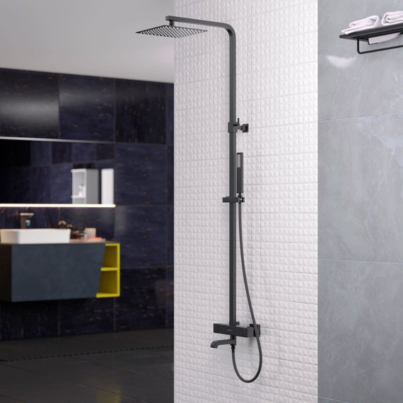 Душевая стойка с термостатом Berges Wasserhaus Kalisto 3S 075024, чёрный матовый фото 8