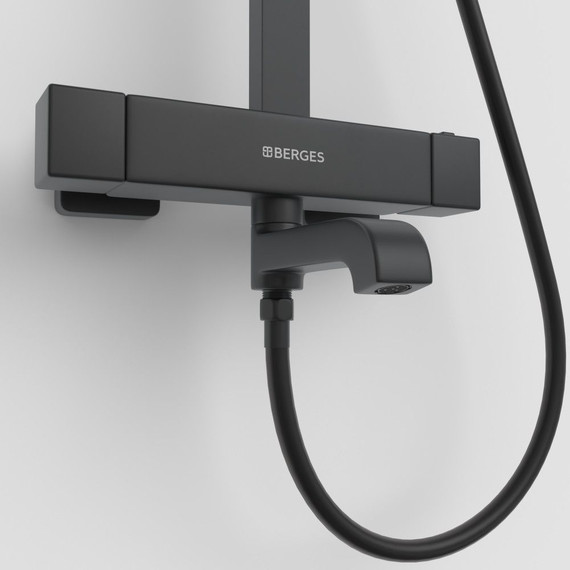 Душевая стойка с термостатом Berges Wasserhaus Kalisto 3S 075024, чёрный матовый фото 6