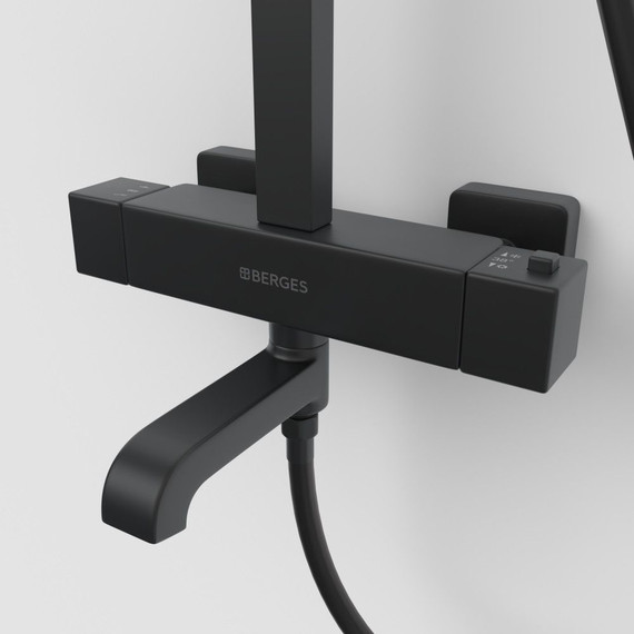 Душевая стойка с термостатом Berges Wasserhaus Kalisto 3S 075024, чёрный матовый фото 7