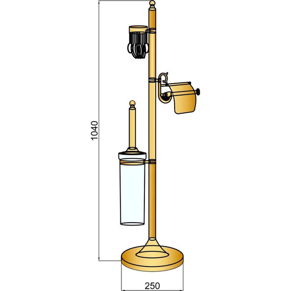 Стойка с держателем и ёршиком Boheme Medici 10613, бронза фото 2