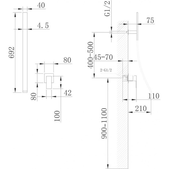 Смеситель для раковины настенный Abber Daheim AF8209 (со скрытой частью) фото 3